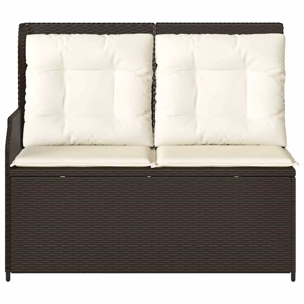 Hagebenk med pute Brun Poly rattan