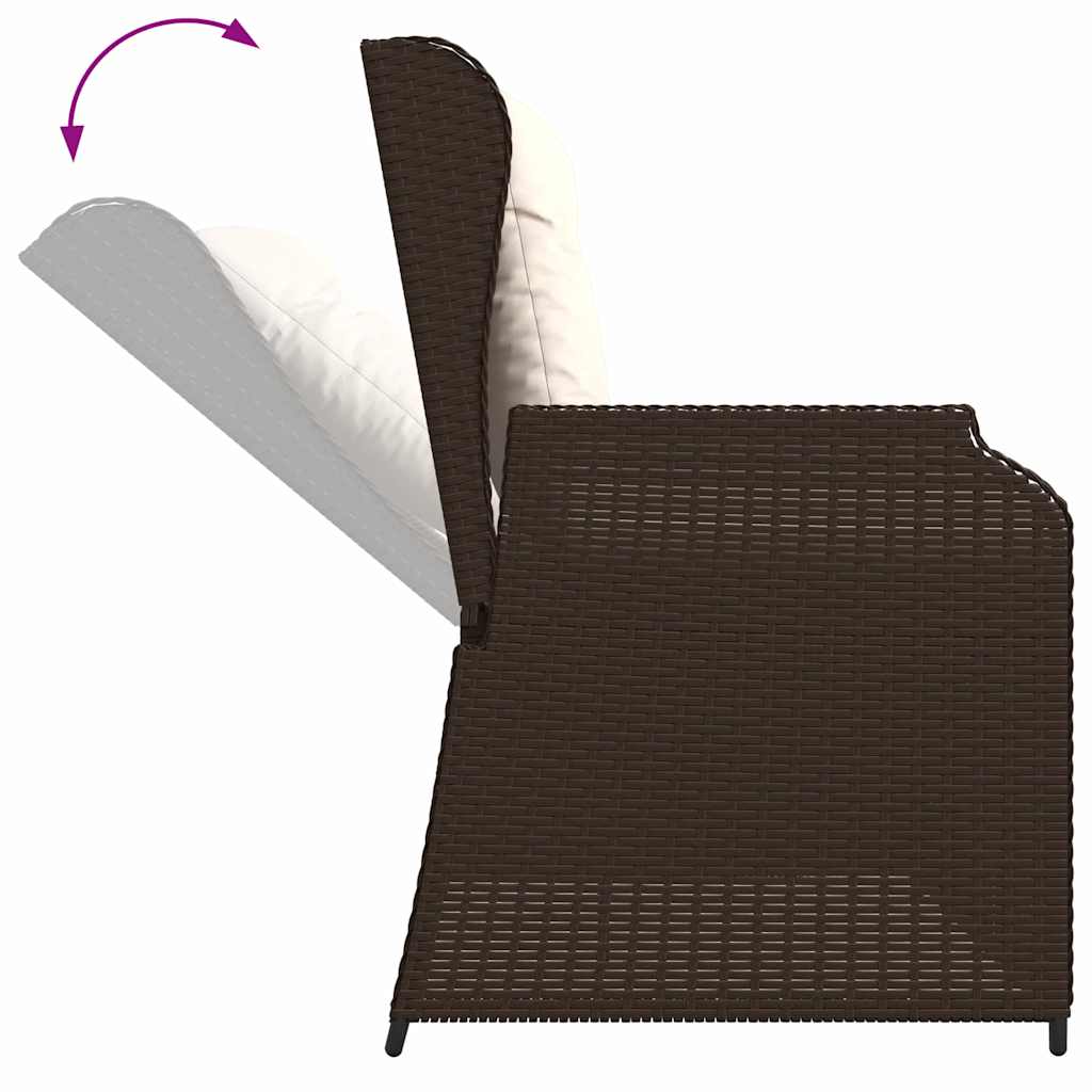 Hagebenk med pute Brun Poly rattan