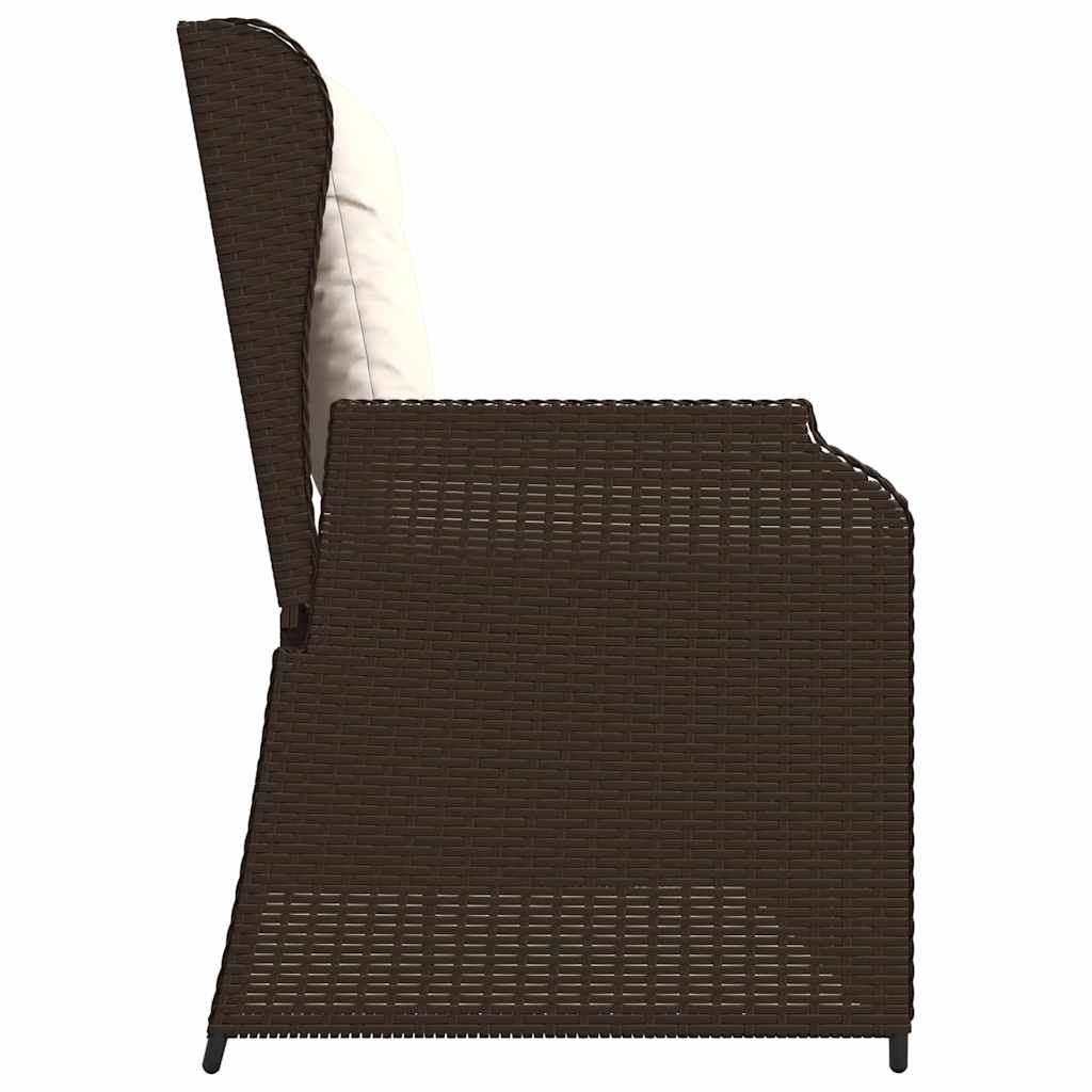 Hagebenk med pute Brun Poly rattan
