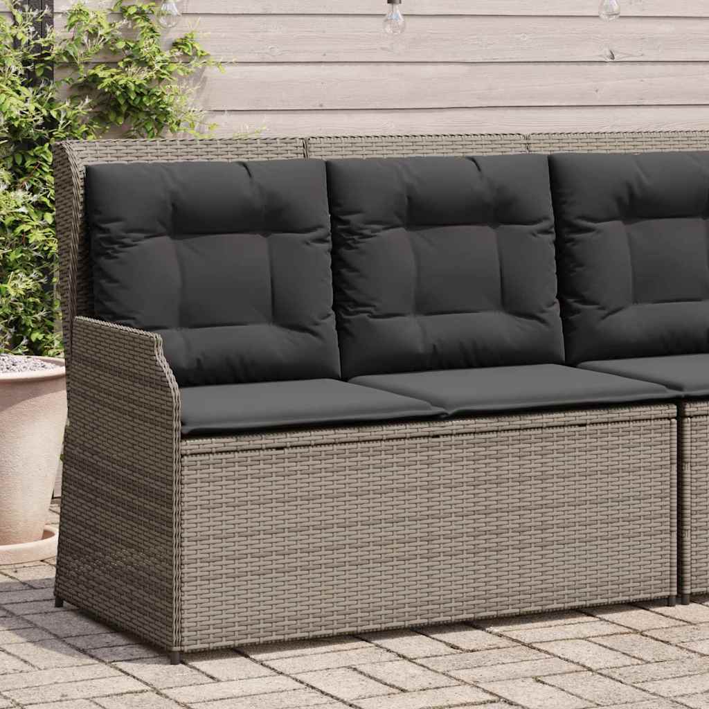 Hagebenk med pute Grå Poly rattan