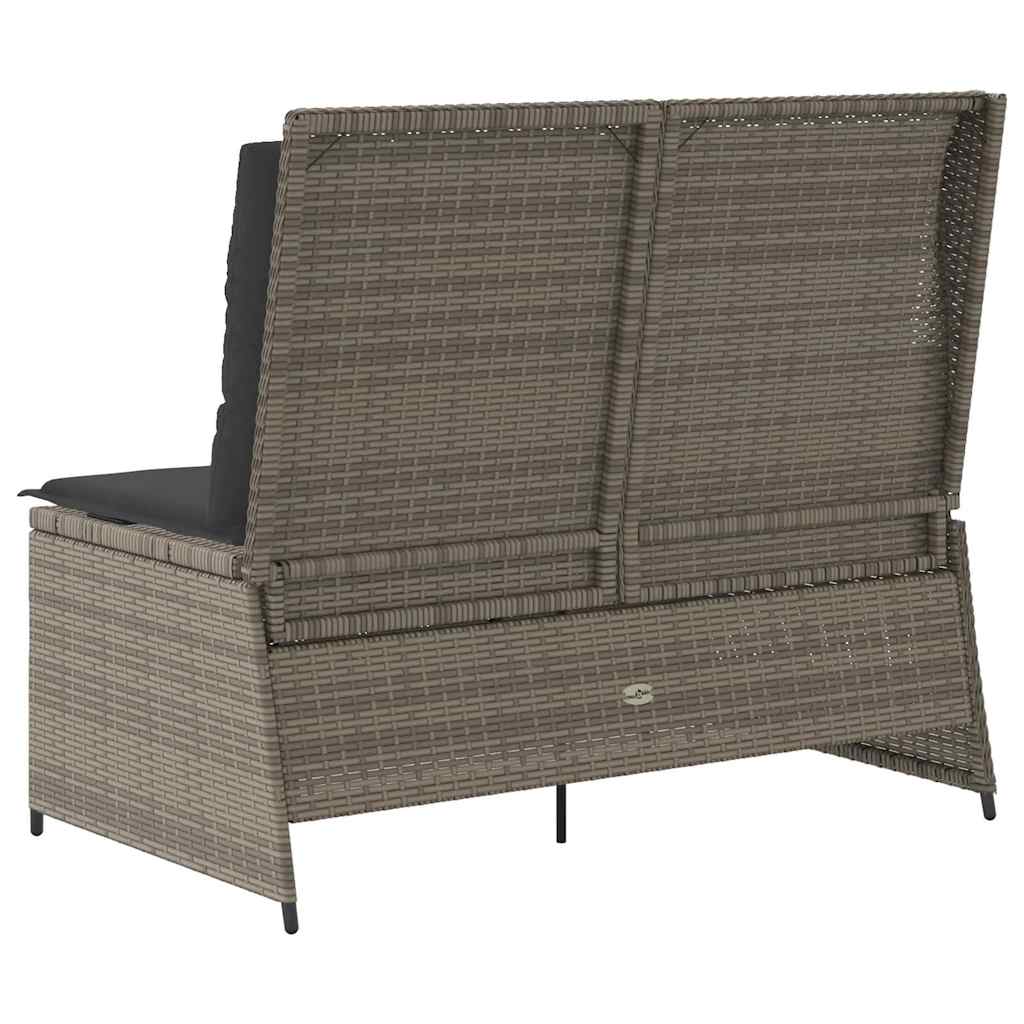 Hagebenk med pute Grå Poly rattan