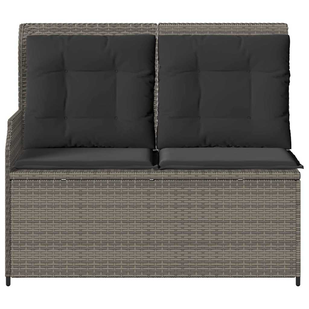 Hagebenk med pute Grå Poly rattan