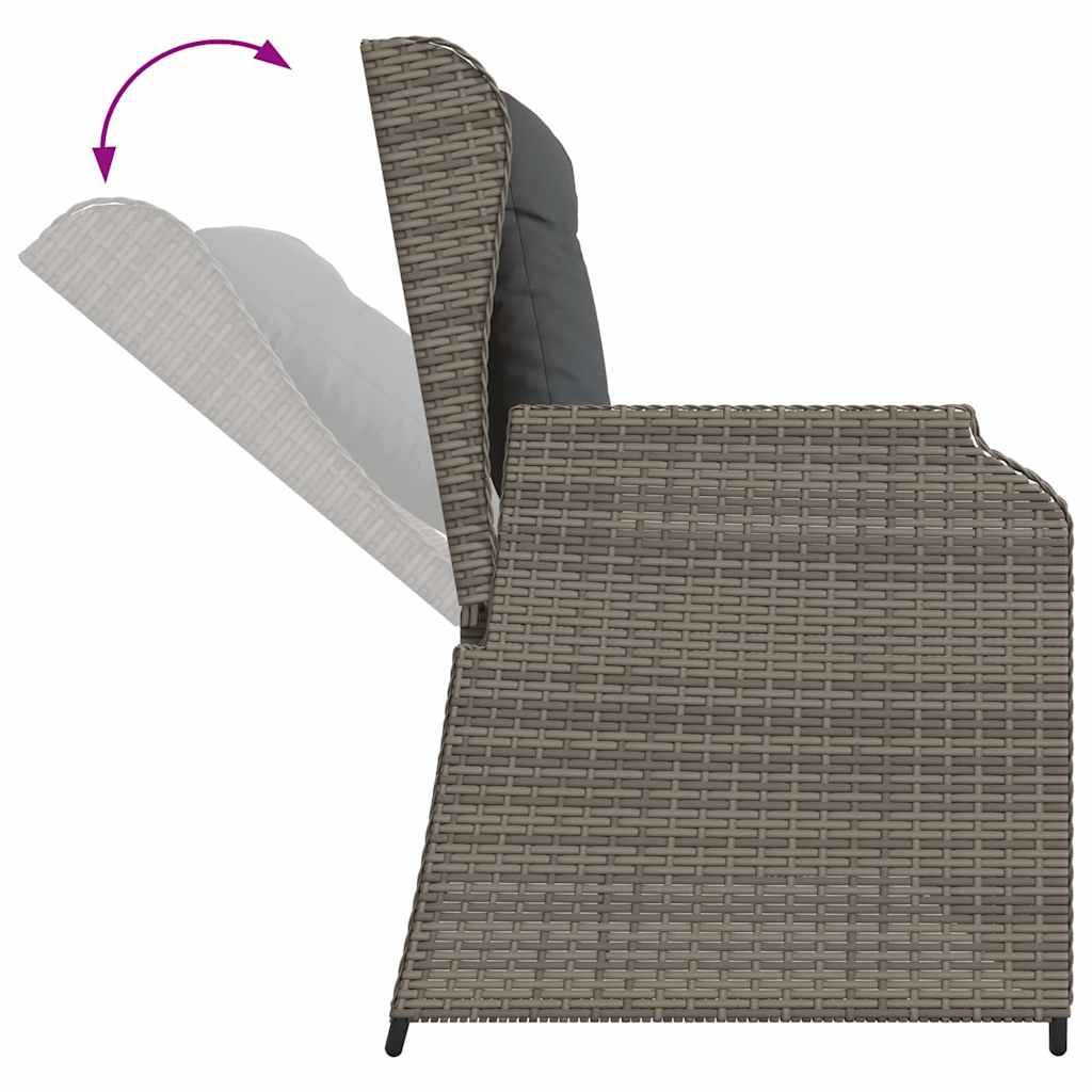 Hagebenk med pute Grå Poly rattan