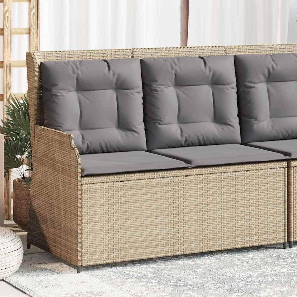 Hagebenk med pute Beige Poly rattan
