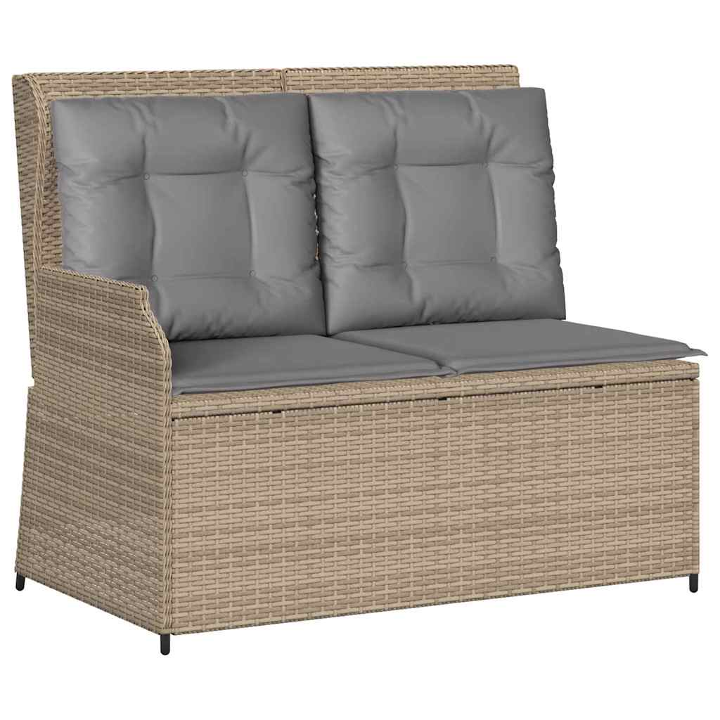 Hagebenk med pute Beige Poly rattan