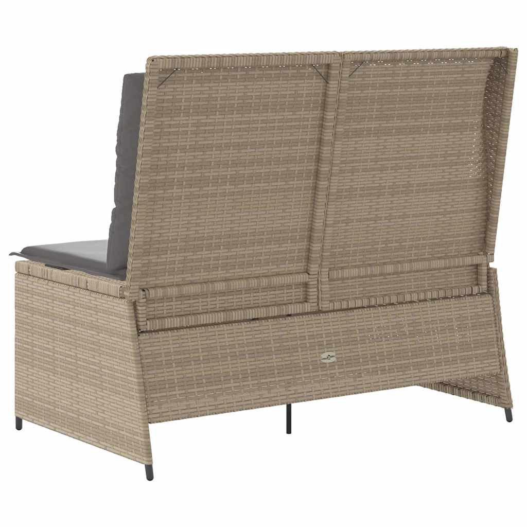 Hagebenk med pute Beige Poly rattan