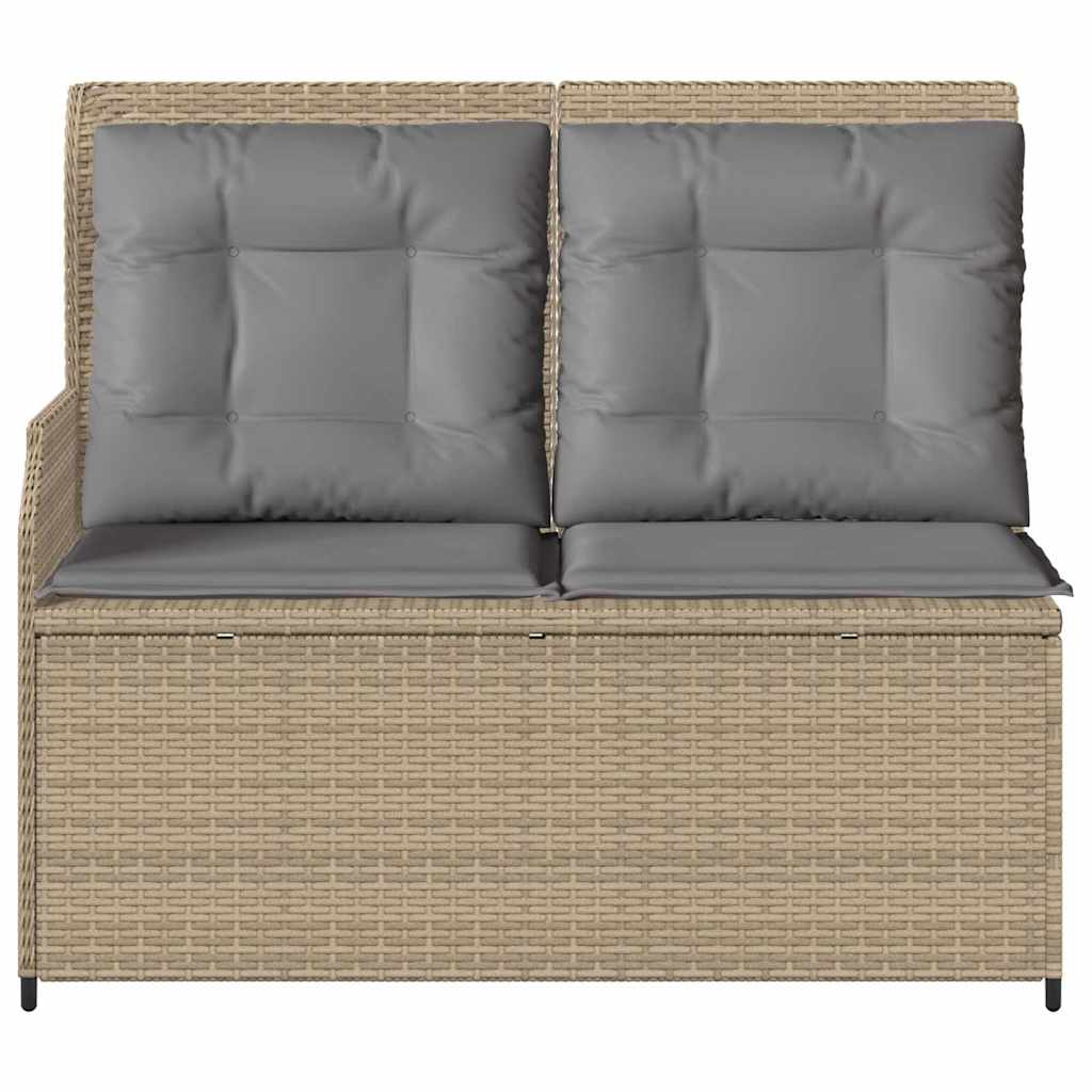 Hagebenk med pute Beige Poly rattan