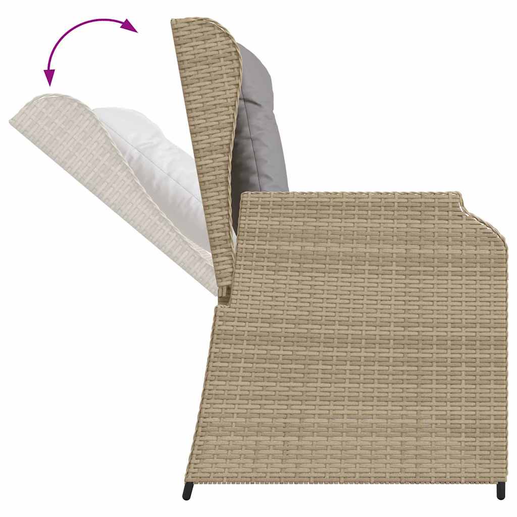 Hagebenk med pute Beige Poly rattan