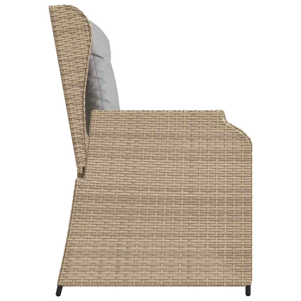 Hagebenk med pute Beige Poly rattan