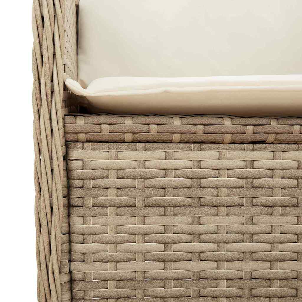Hagebenk med pute Beige Poly rattan