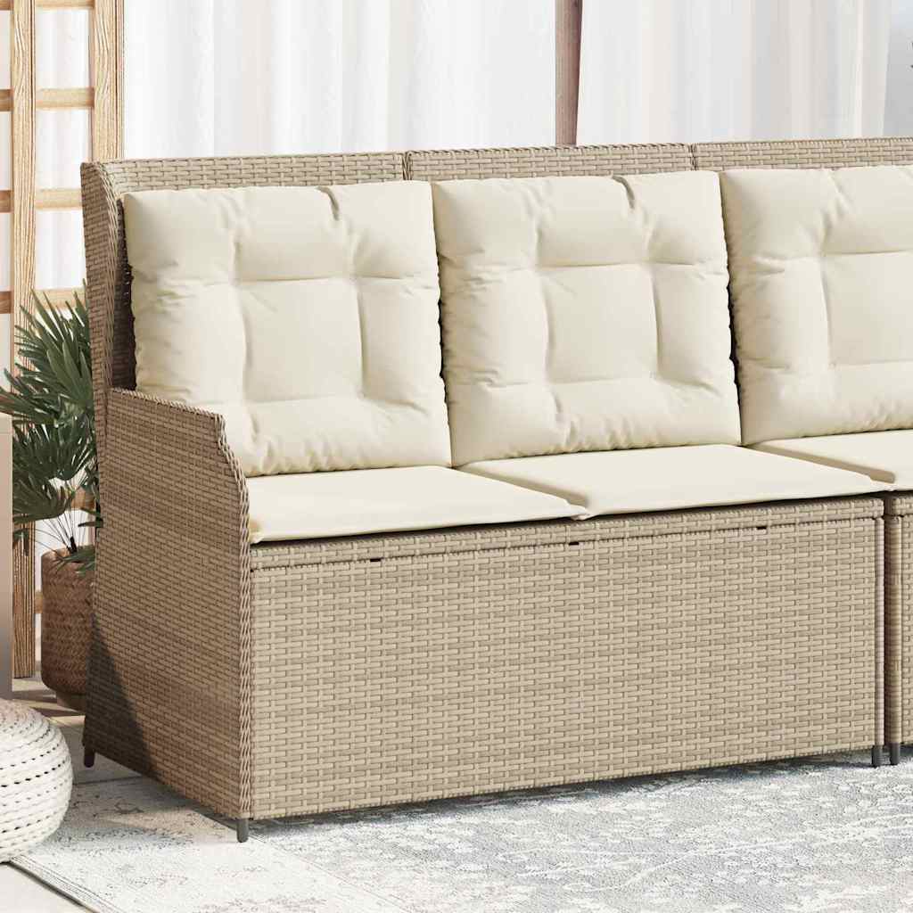 Hagebenk med pute Beige Poly rattan