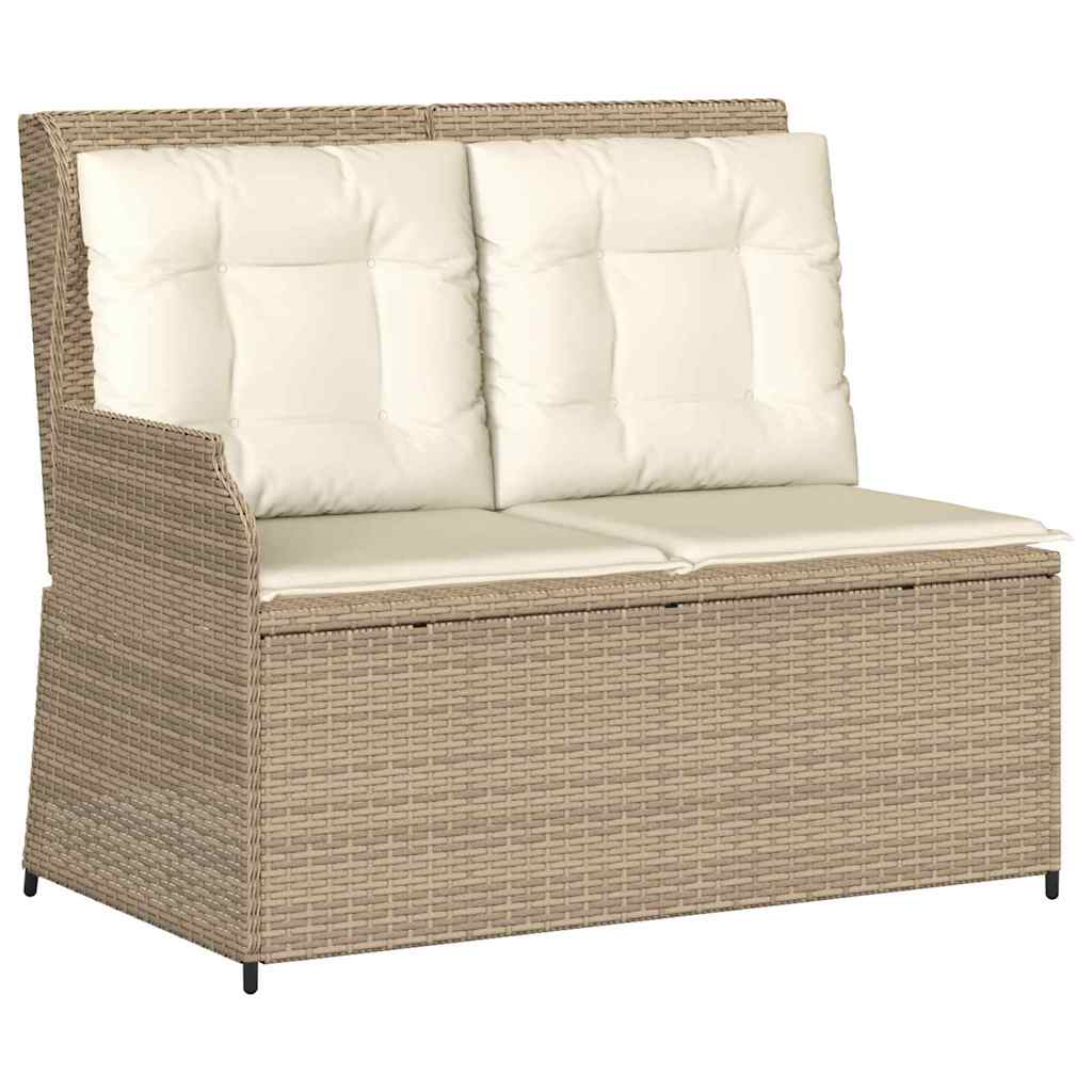 Hagebenk med pute Beige Poly rattan