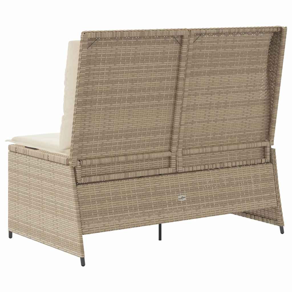 Hagebenk med pute Beige Poly rattan
