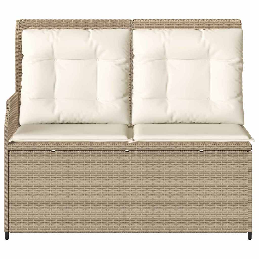 Hagebenk med pute Beige Poly rattan