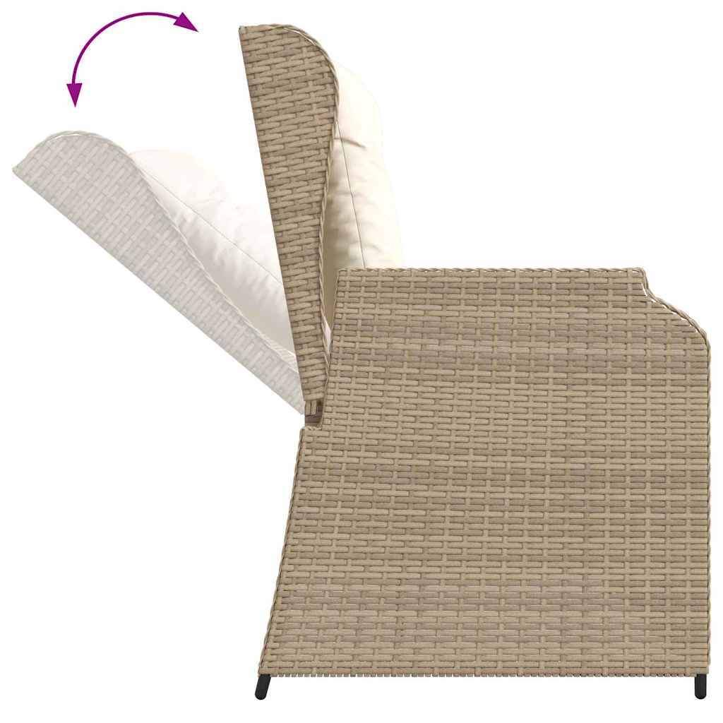 Hagebenk med pute Beige Poly rattan