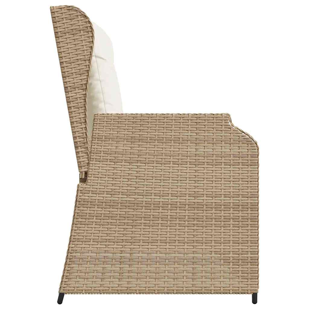 Hagebenk med pute Beige Poly rattan