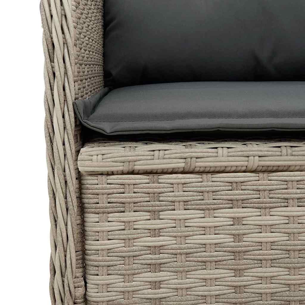 Hagebenk med pute Lysegrå Poly rattan