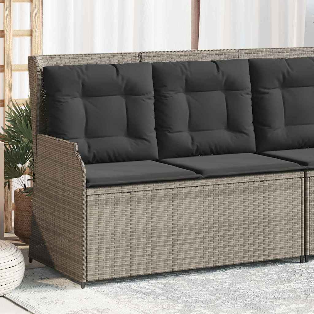 Hagebenk med pute Lysegrå Poly rattan