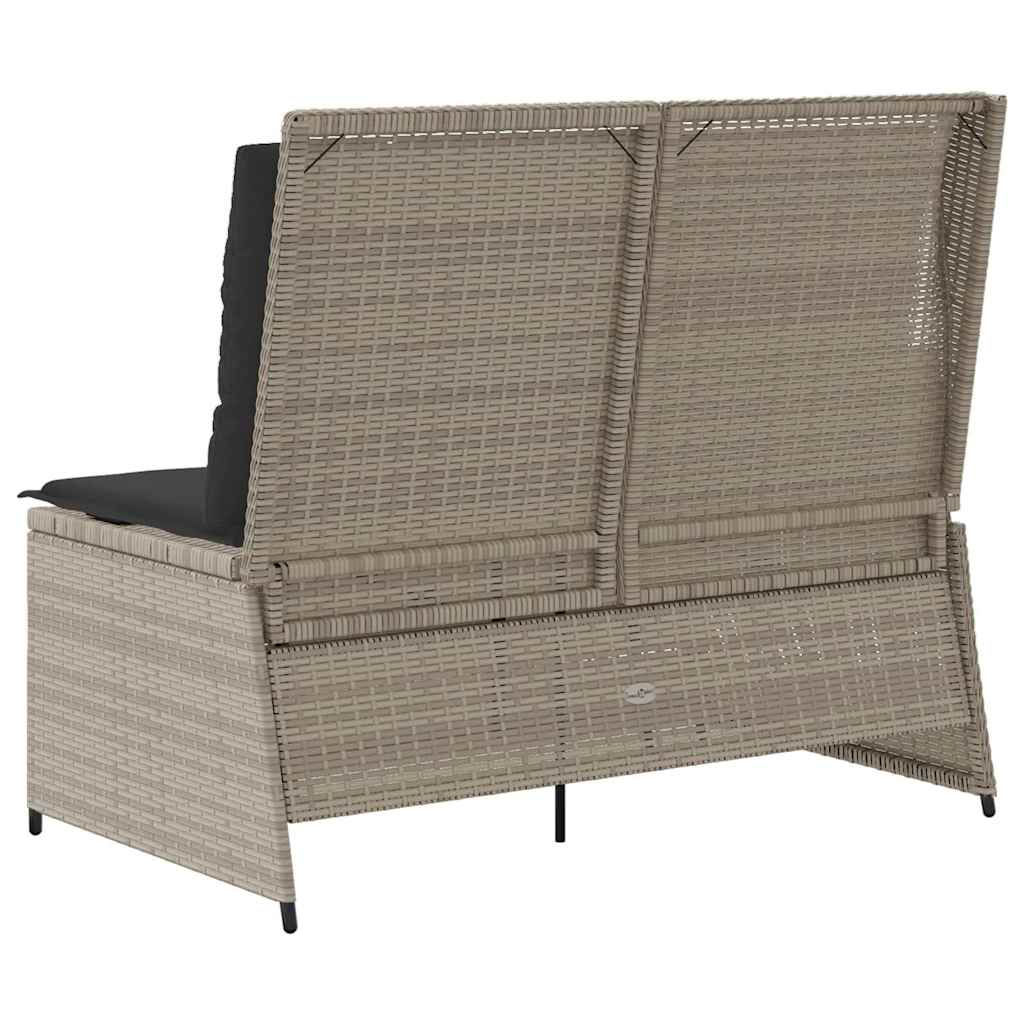 Hagebenk med pute Lysegrå Poly rattan