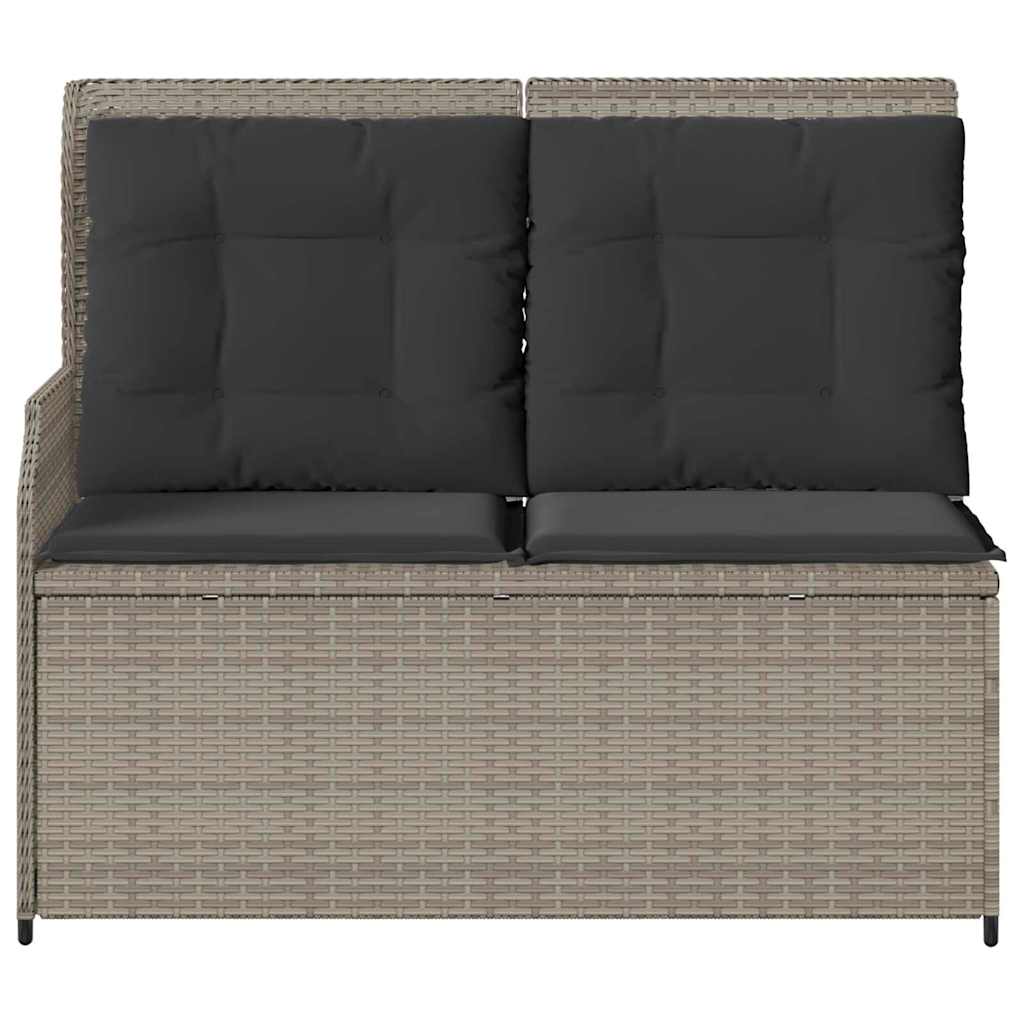 Hagebenk med pute Lysegrå Poly rattan