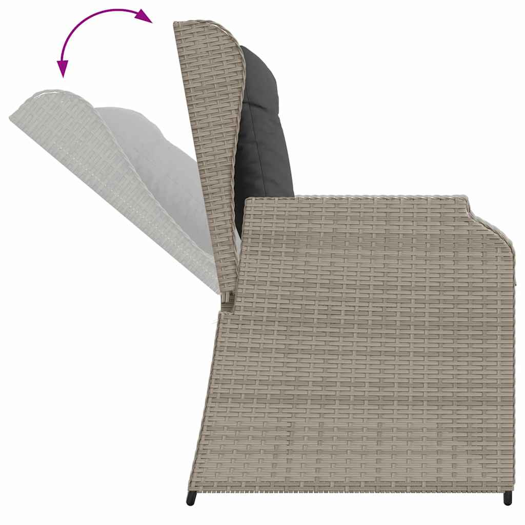 Hagebenk med pute Lysegrå Poly rattan