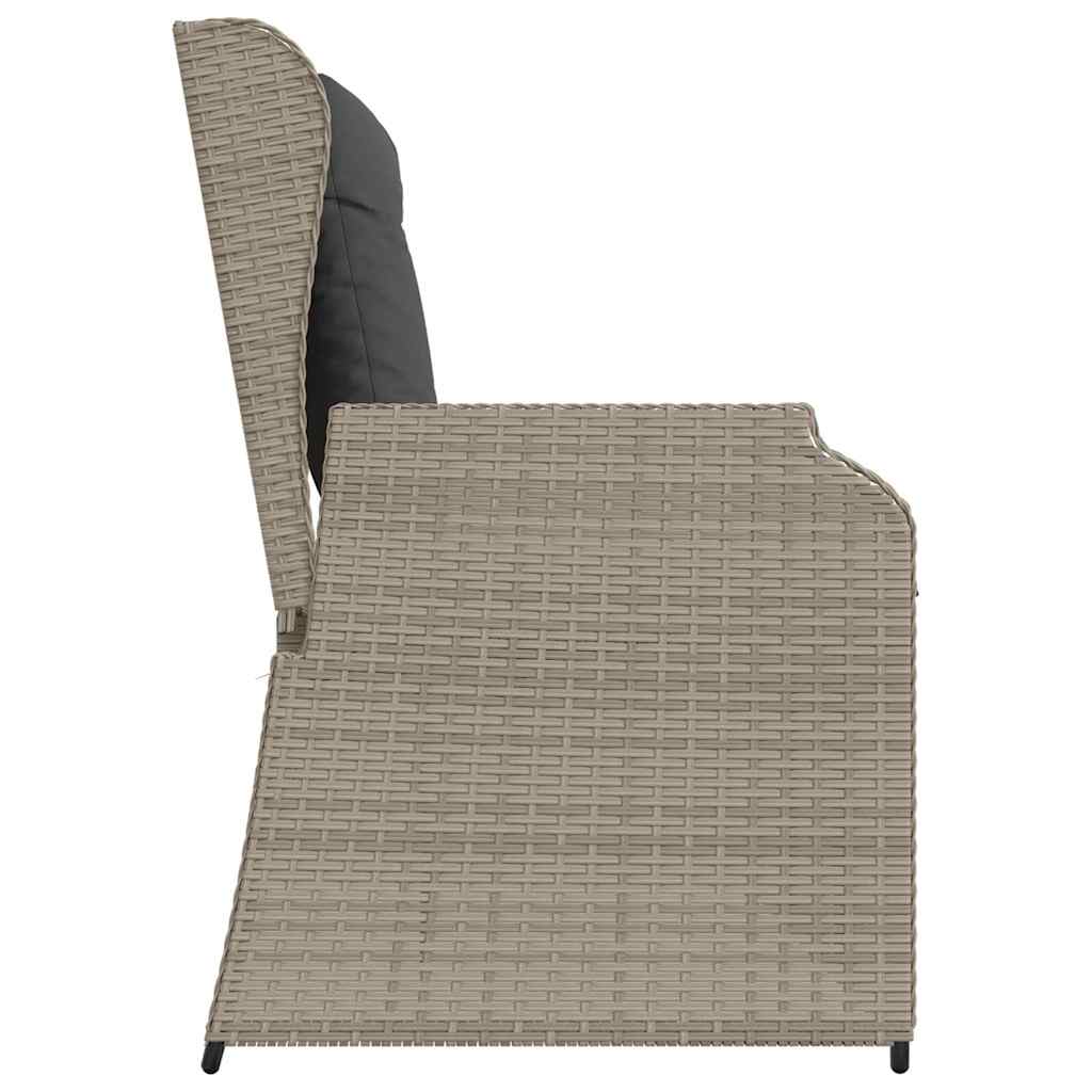 Hagebenk med pute Lysegrå Poly rattan
