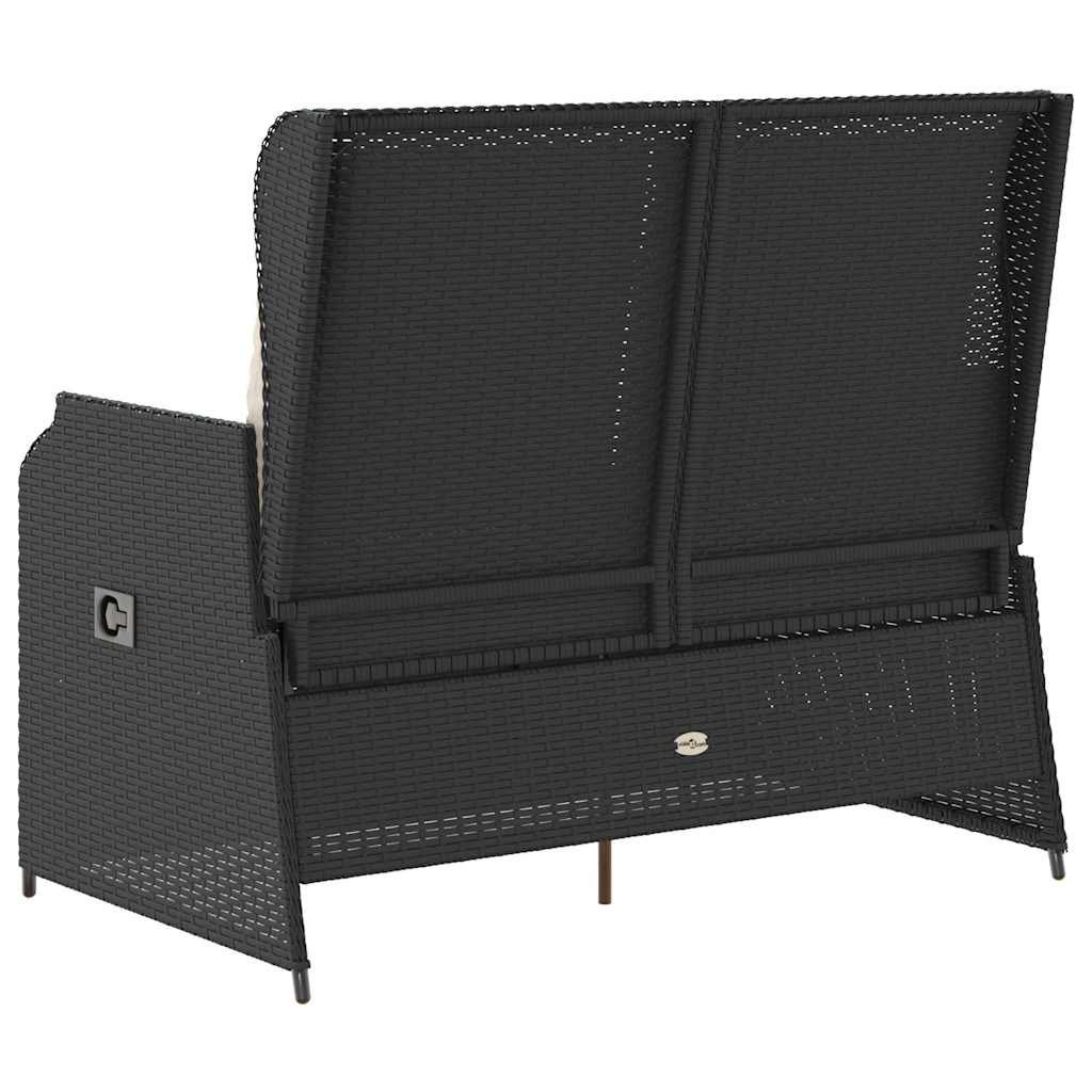 Hagebenk med pute Svart Poly rattan