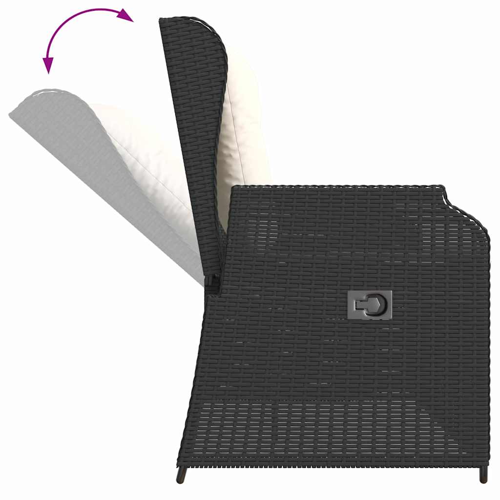 Hagebenk med pute Svart Poly rattan