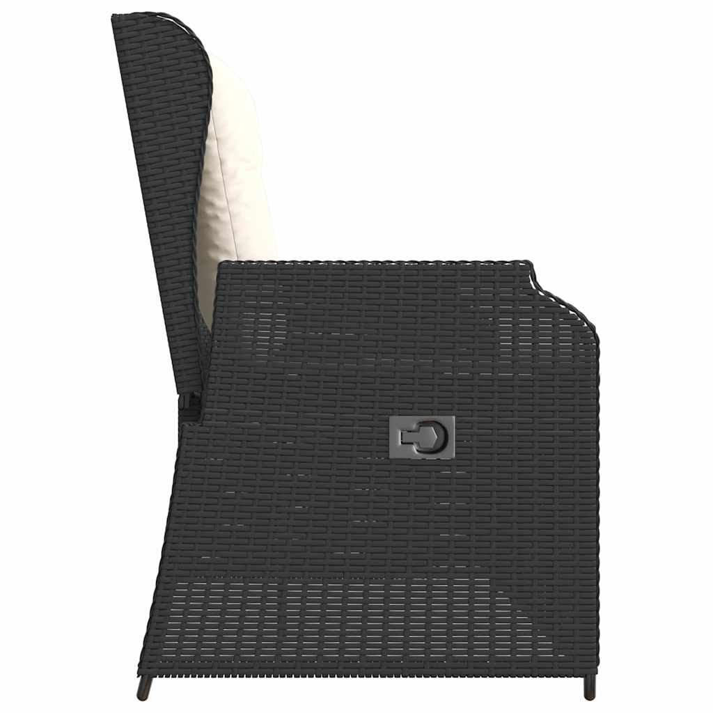 Hagebenk med pute Svart Poly rattan