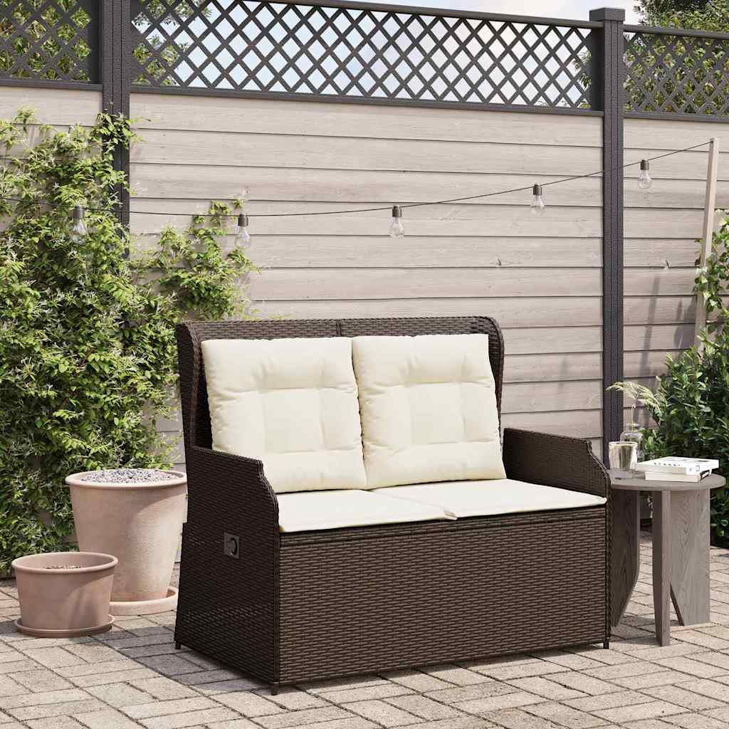 Hagebenk med pute Brun Poly rattan