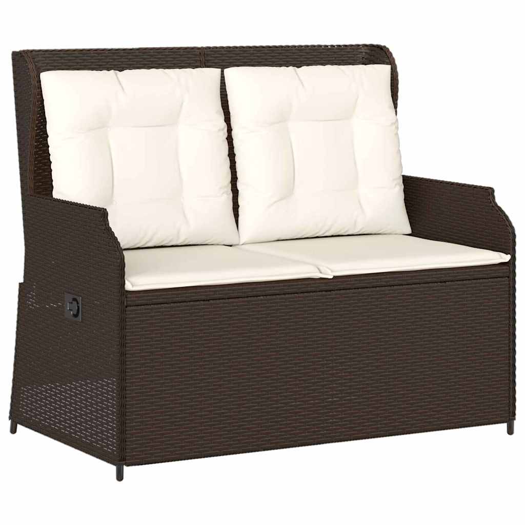 Hagebenk med pute Brun Poly rattan