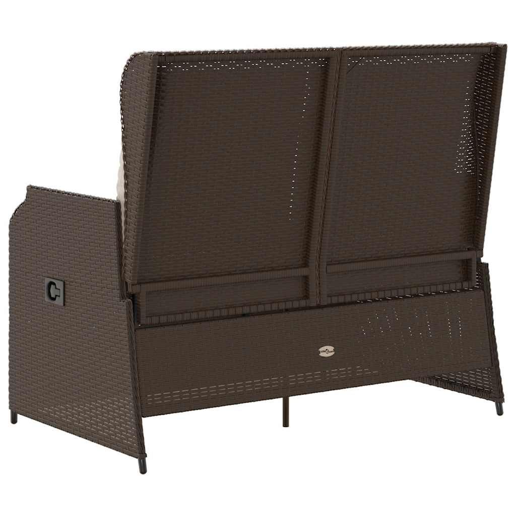Hagebenk med pute Brun Poly rattan