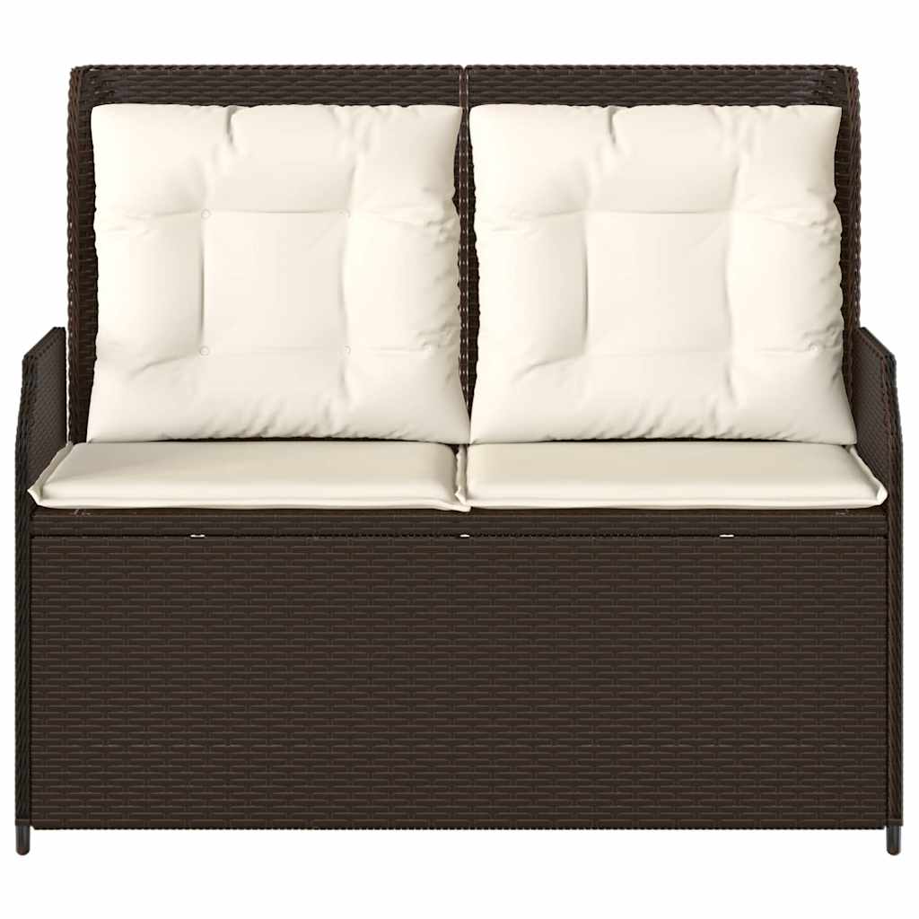 Hagebenk med pute Brun Poly rattan