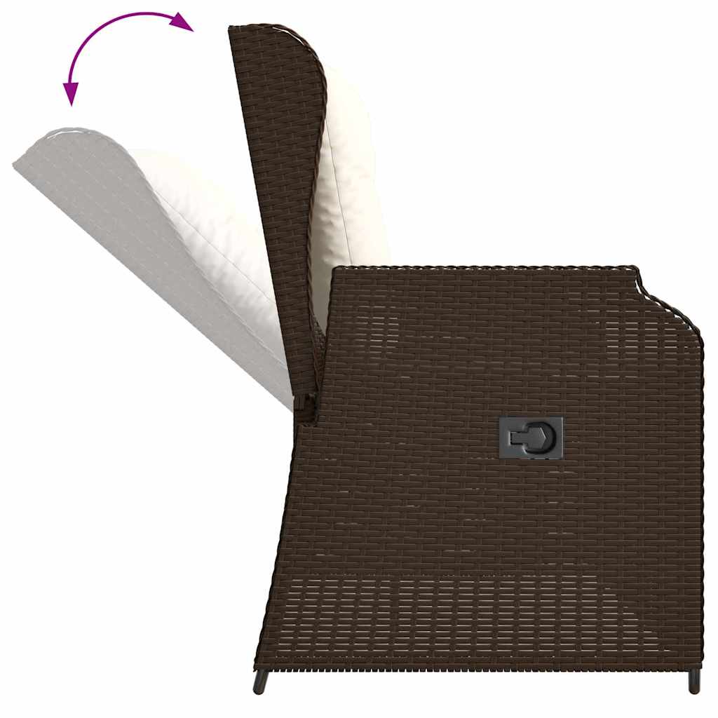 Hagebenk med pute Brun Poly rattan