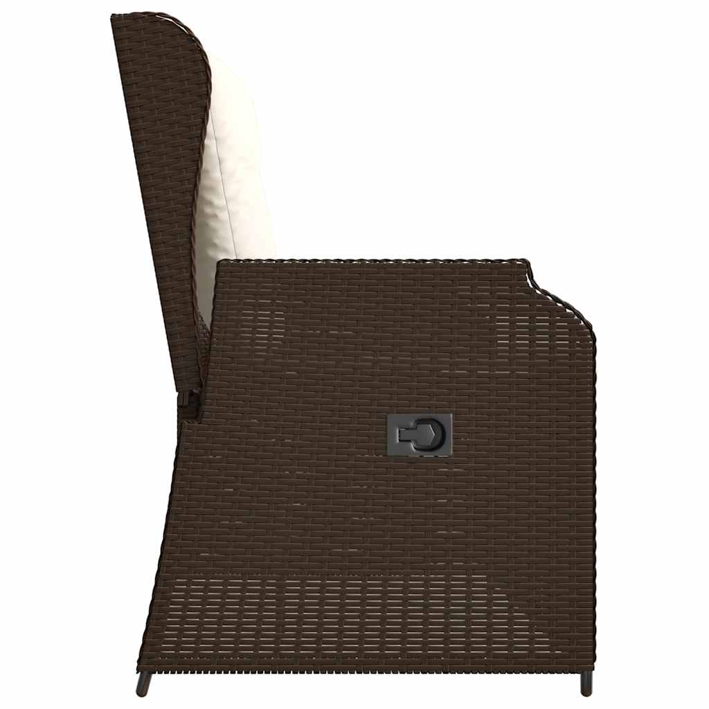 Hagebenk med pute Brun Poly rattan