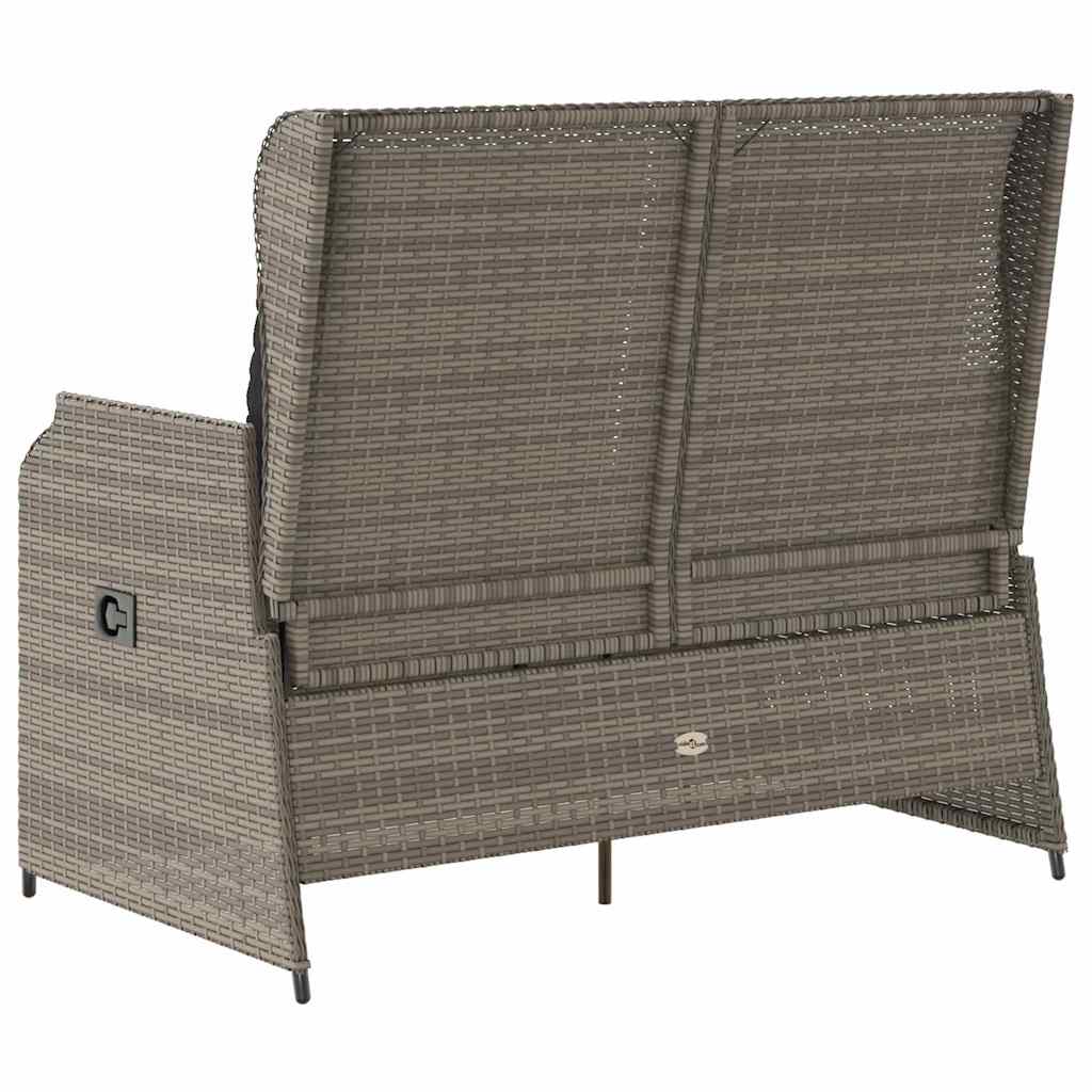 Hagebenk med pute Grå Poly rattan