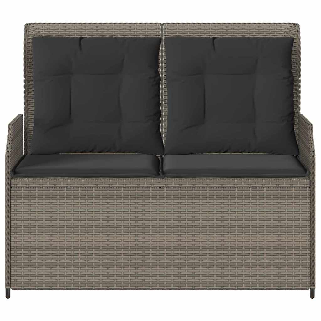Hagebenk med pute Grå Poly rattan