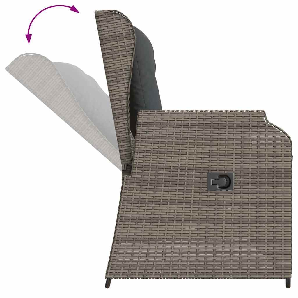 Hagebenk med pute Grå Poly rattan