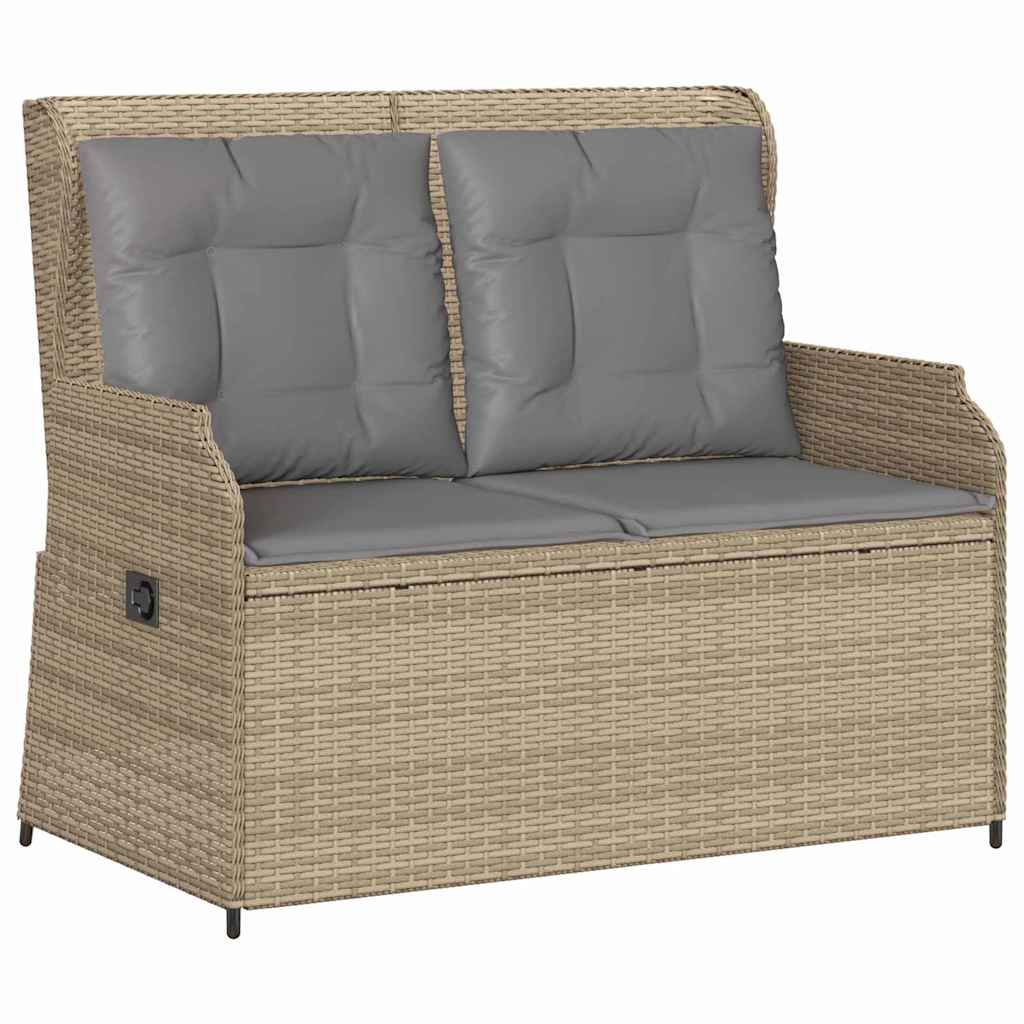 Hagebenk med pute Beige Poly rattan