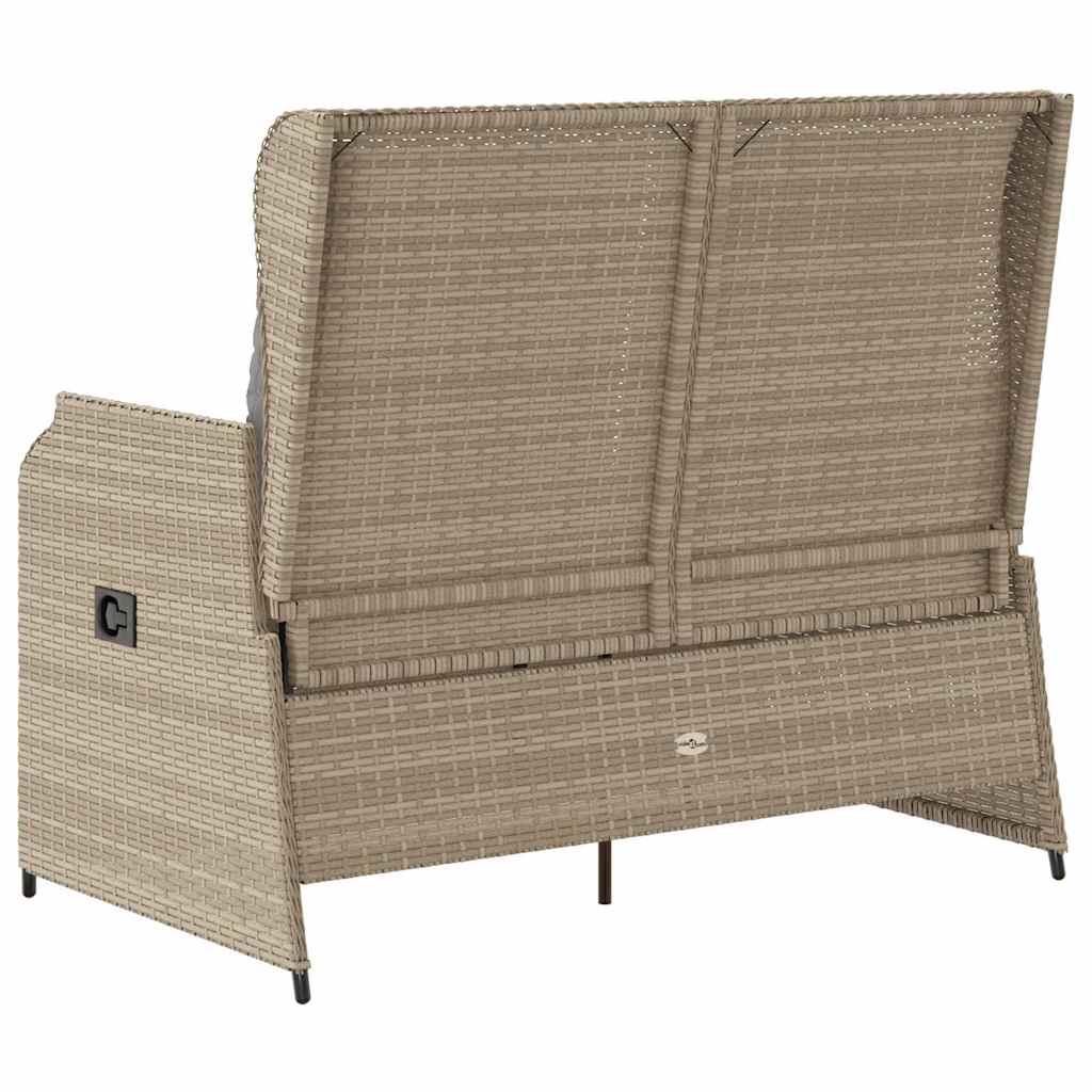 Hagebenk med pute Beige Poly rattan
