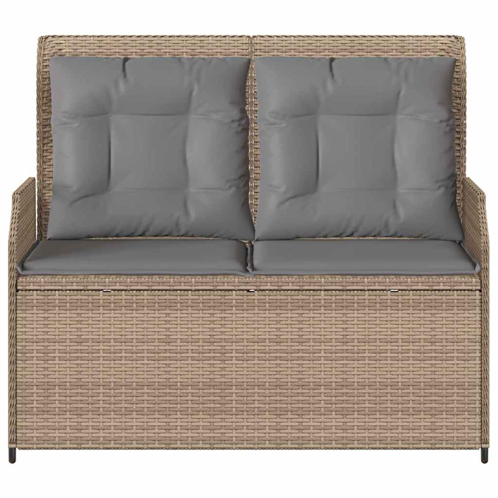 Hagebenk med pute Beige Poly rattan