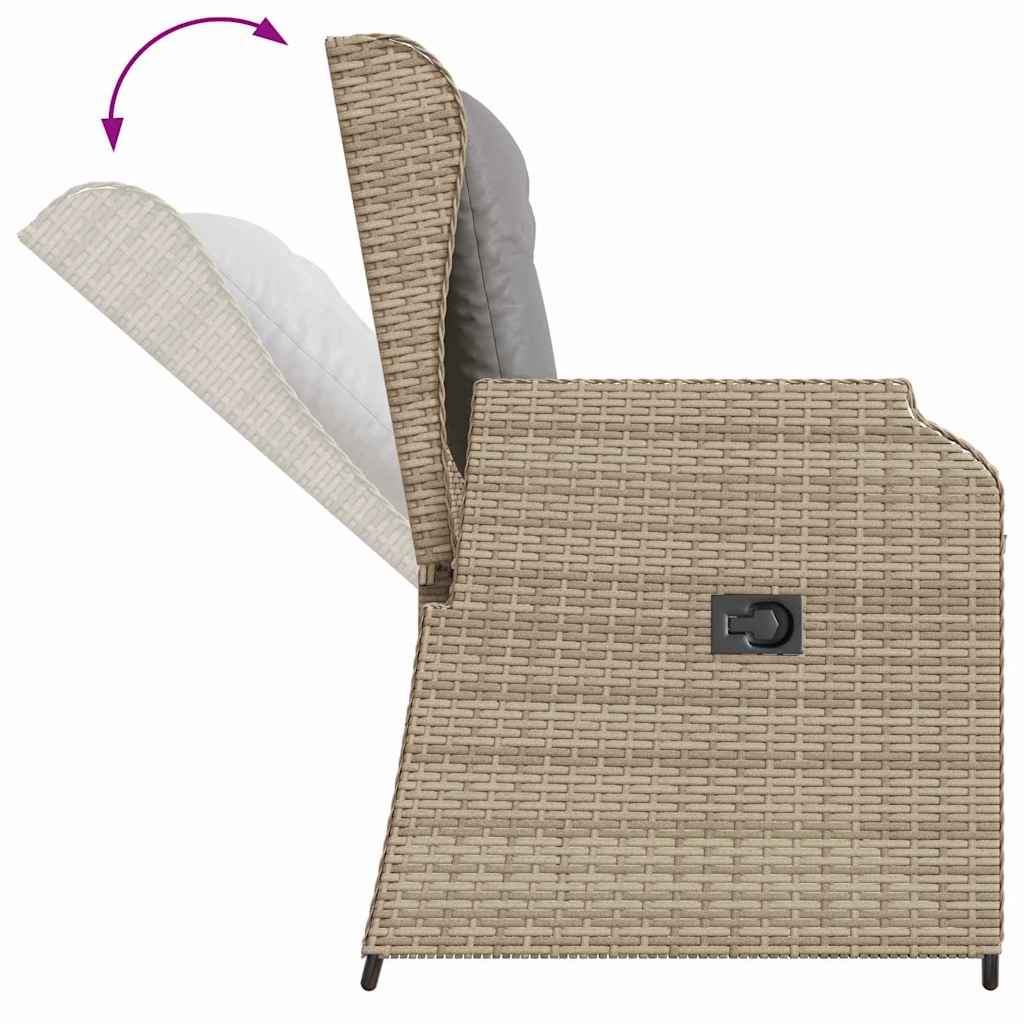 Hagebenk med pute Beige Poly rattan