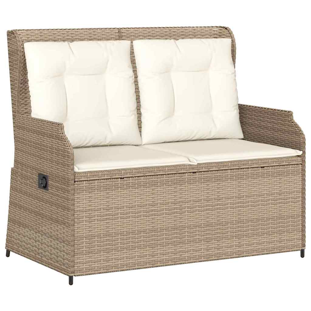 Hagebenk med pute Beige Poly rattan