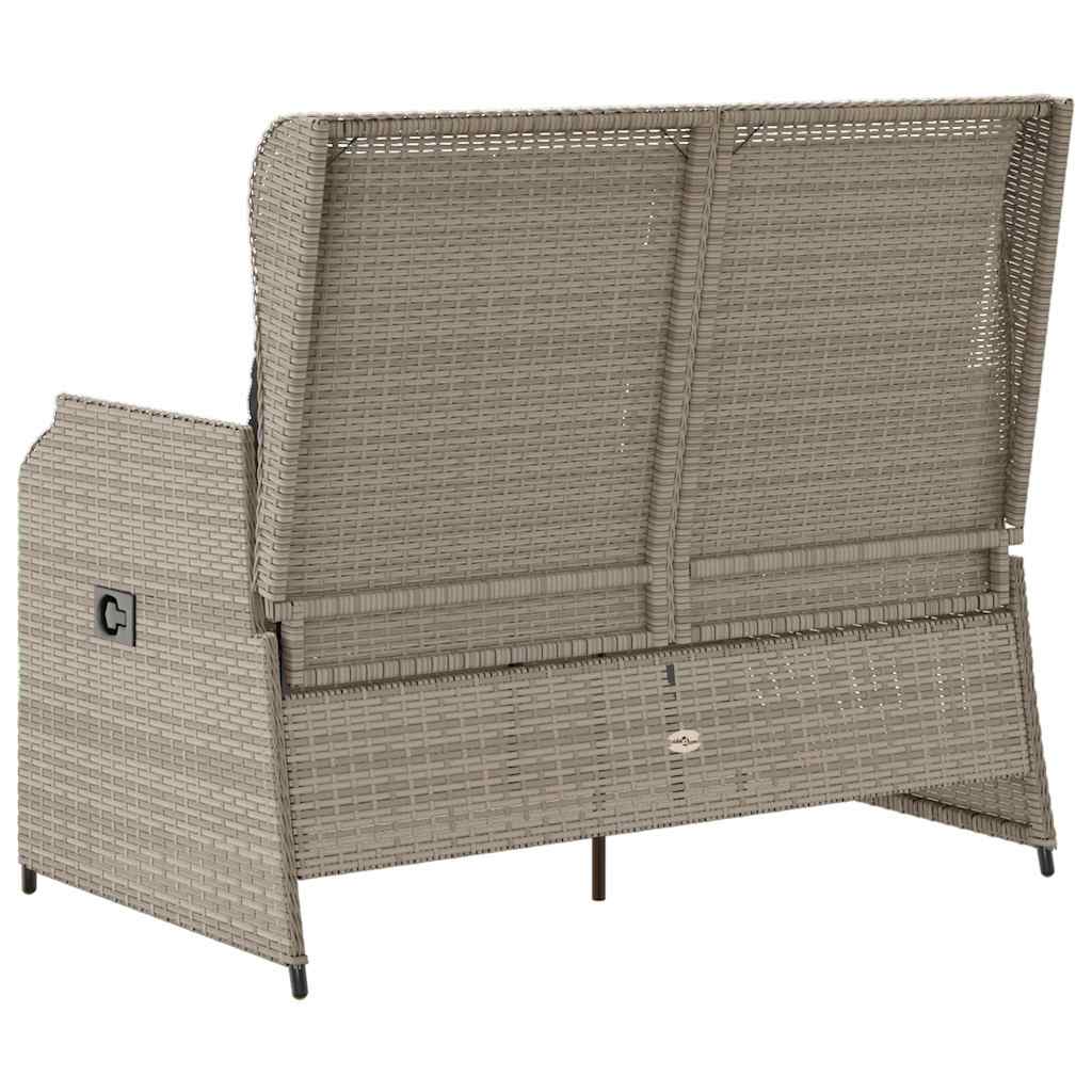 Hagebenk med pute Lysegrå Poly rattan
