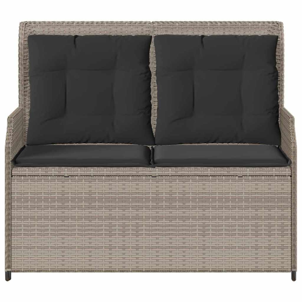 Hagebenk med pute Lysegrå Poly rattan