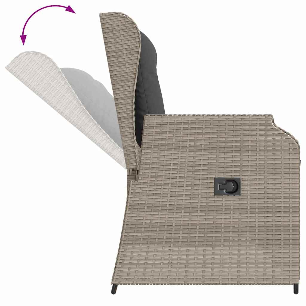 Hagebenk med pute Lysegrå Poly rattan