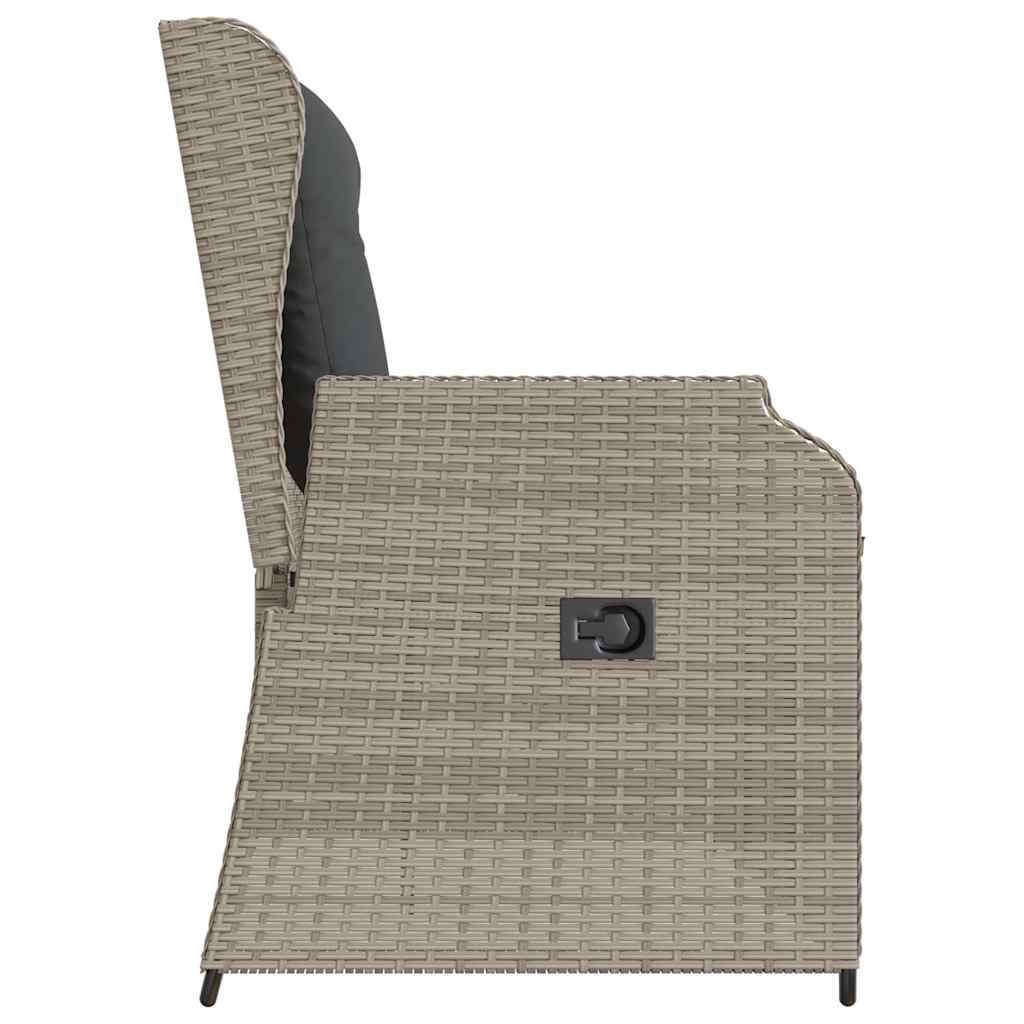 Hagebenk med pute Lysegrå Poly rattan