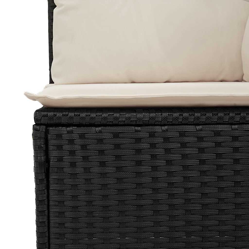 Hagebenk med pute Svart Poly rattan