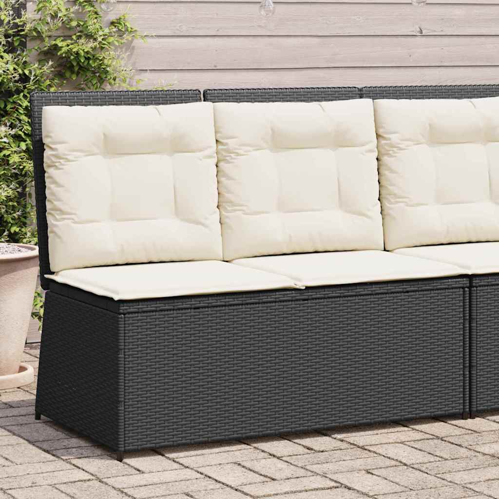 Hagebenk med pute Svart Poly rattan