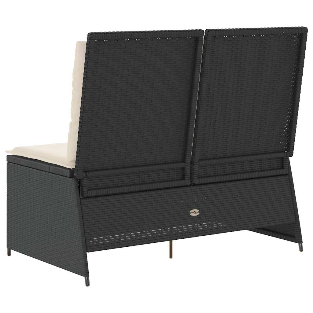 Hagebenk med pute Svart Poly rattan